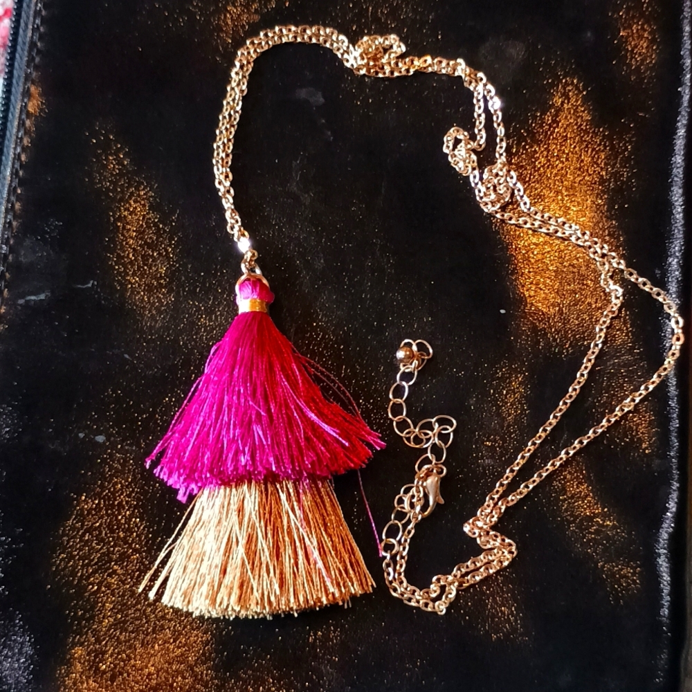 Elegant Purple and Gold Tassel Necklace